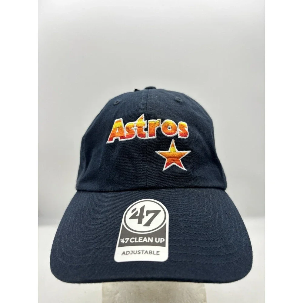 NWT 47 Brand Houston Astros Clean Up Strapback Hat Navy Rainbow Tequila Sunrise
